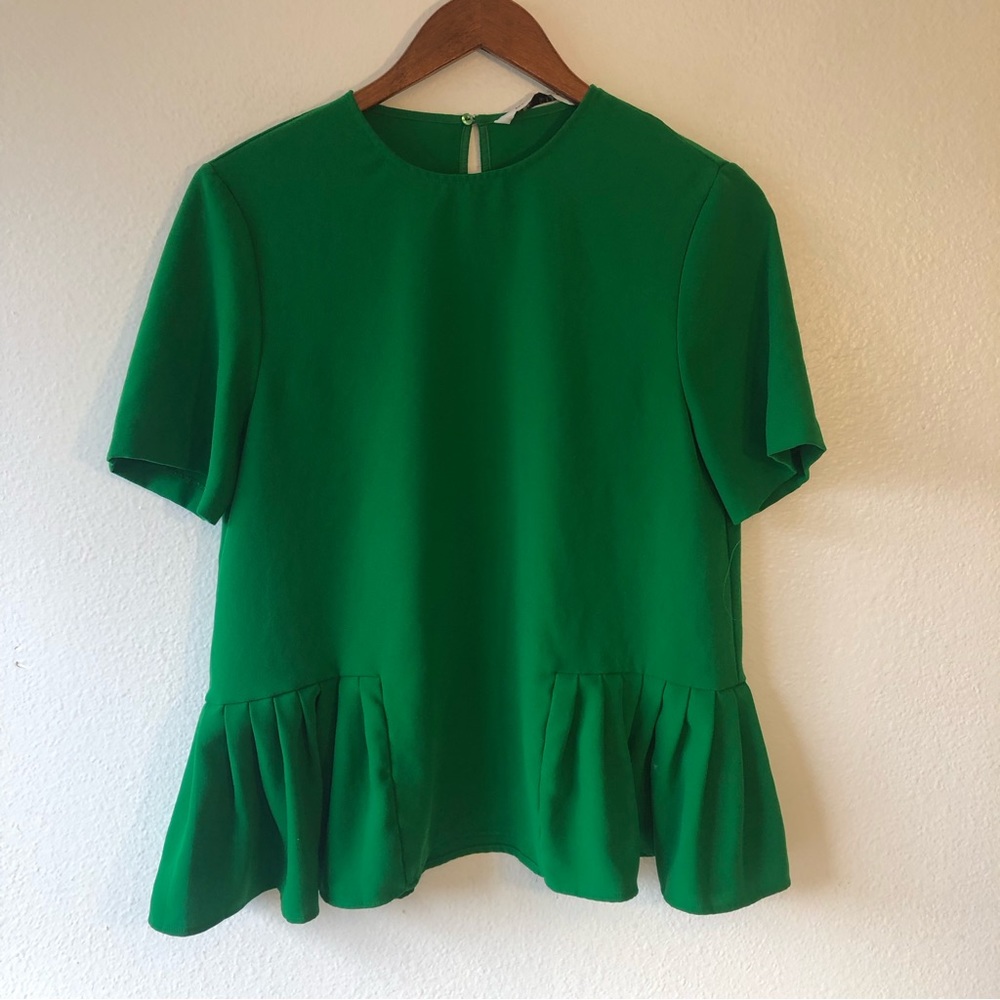 Zara Green Shirt Sleeve Top Size Medium